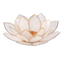 Lotus Teelichthalter extragroß - weiß/natur
